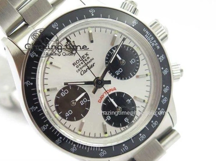 0112 Daytona 6263 SS White Black Dial Black Tachymeter Bezel On SS Bracelet Venus Premium 3858